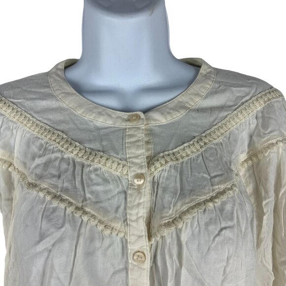 Old Navy Women's Vintage-Inspired Button-Up Blouse Cream Size M - Picture 2 of 7